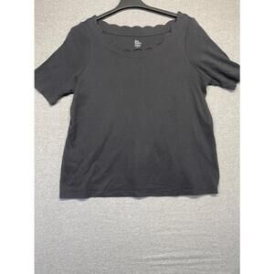 3 for $25.
Women's Kim Rogers Black Scallop Neck T-Shirt Size XL